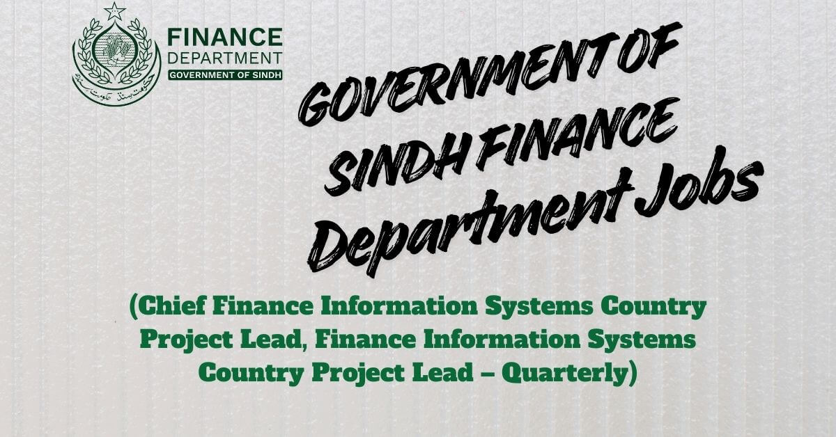 Government of Sindh Finance Department Jobs