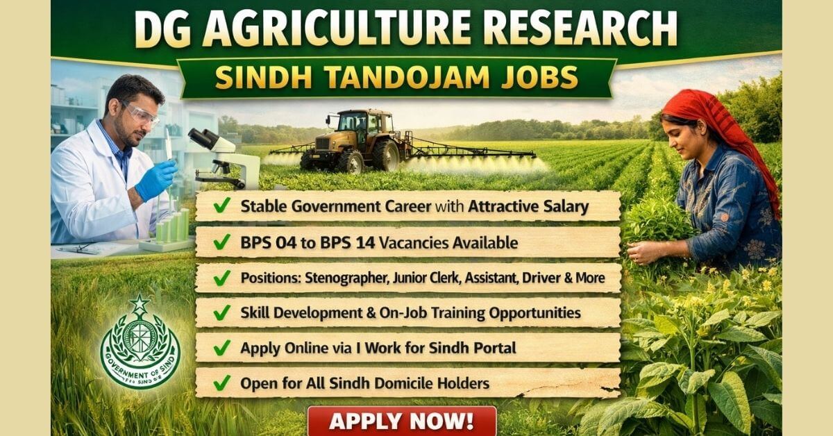 DG Agriculture Research Sindh Tandojam Jobs